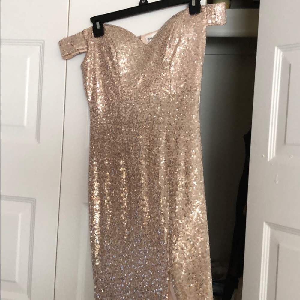 Gold sequin prom dress